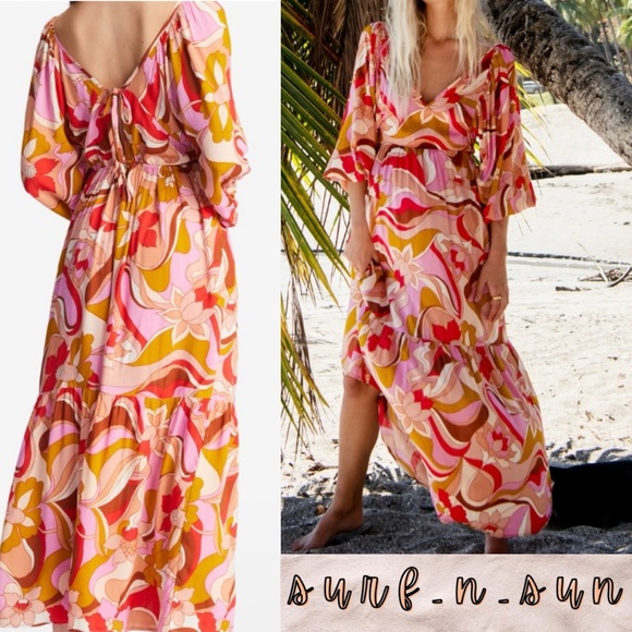 Billabong Pretty Groovy Tropical Maxi Dress - Picture 1 of 10